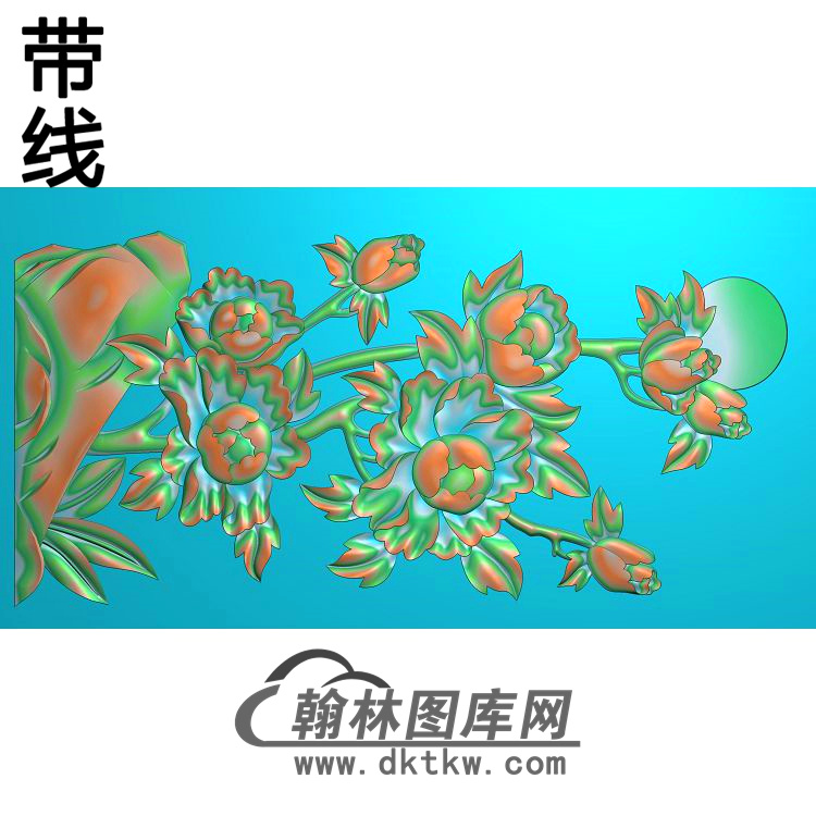 牡丹花鸟精雕图（MD-799)展示