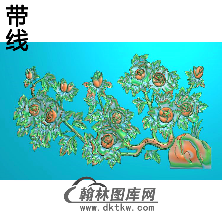 牡丹花鸟精雕图（MD-800)展示