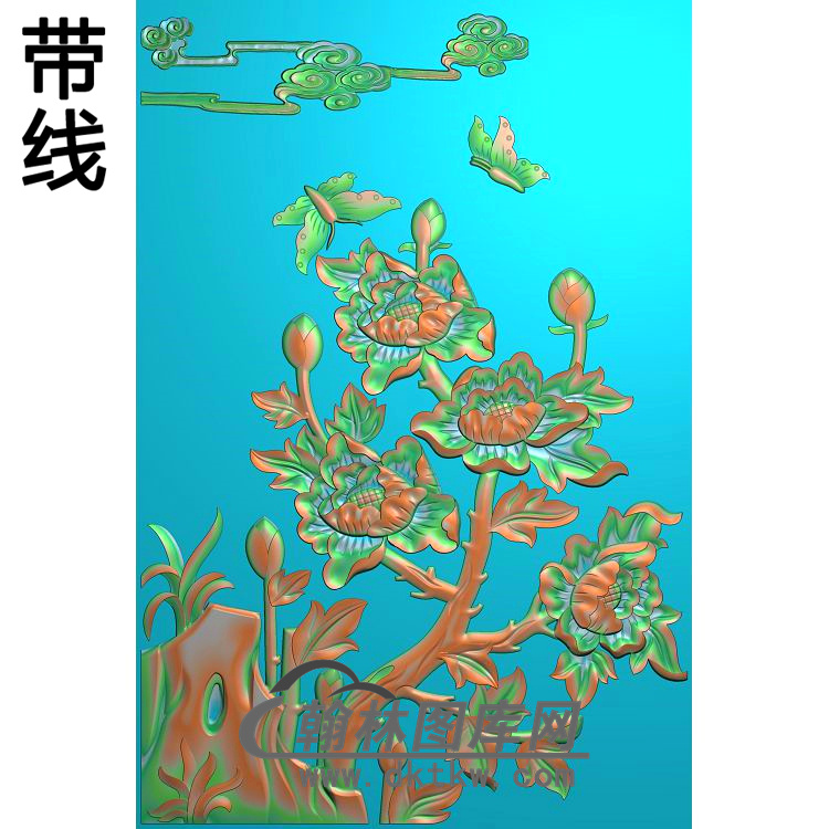 牡丹花鸟精雕图（MD-809)展示