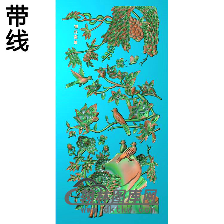 牡丹花鸟精雕图（MD-824)展示