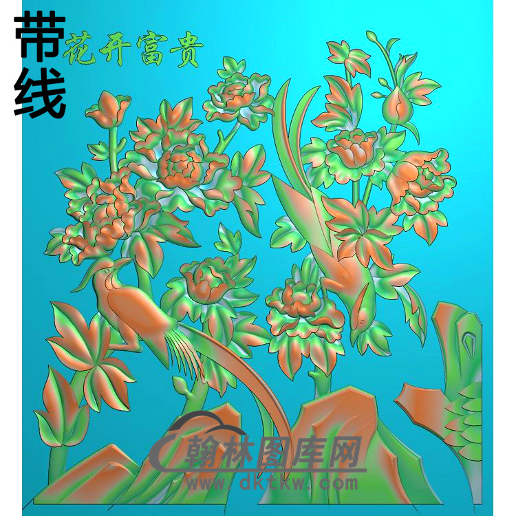 牡丹花鸟精雕图（MD-833)展示