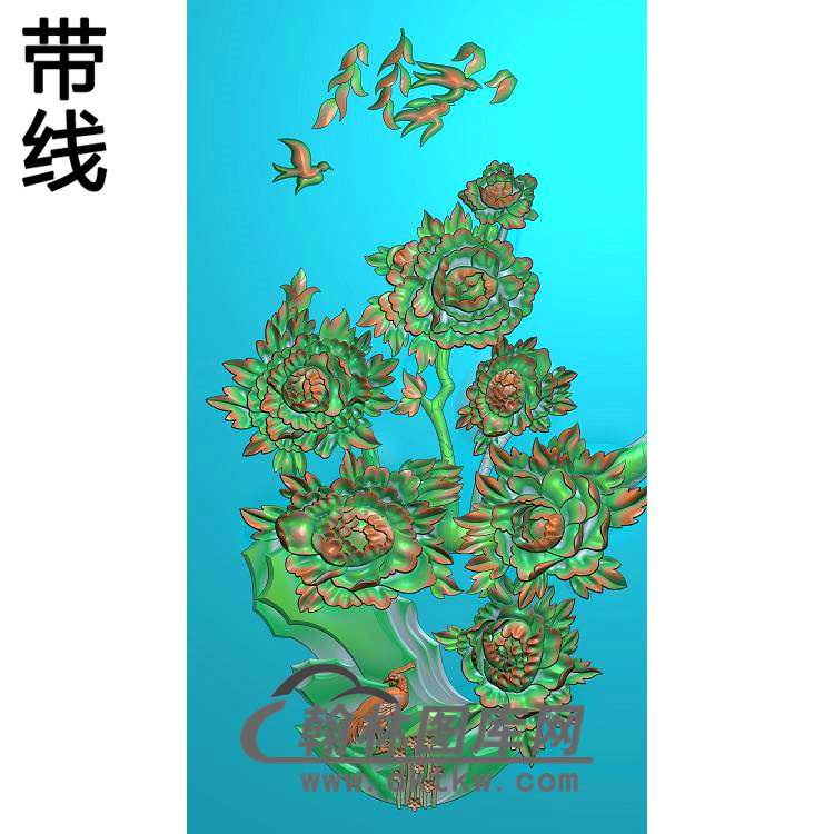 牡丹花鸟精雕图（MD-847)展示