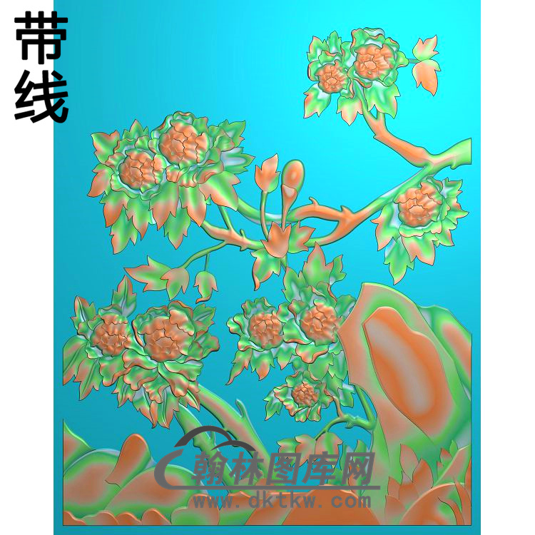 牡丹花鸟精雕图（MD-855)展示