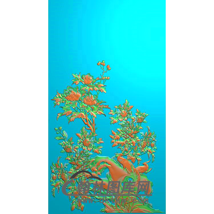 牡丹花鸟精雕图（MD-864)展示