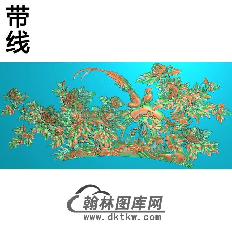 牡丹花鸟精雕图（MD-896)展示