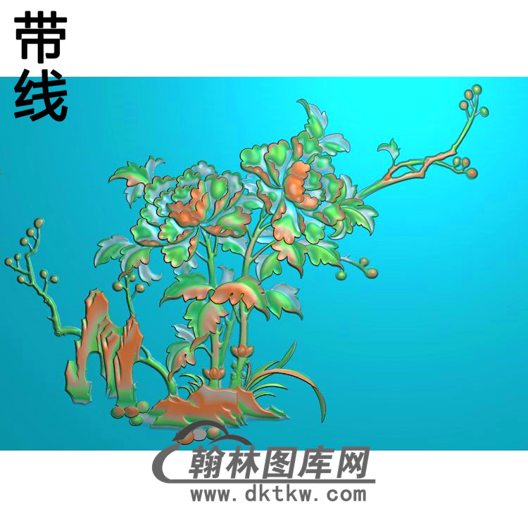 牡丹花鸟精雕图（MD-913)展示