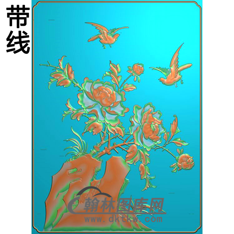 牡丹花鸟精雕图（MD-918)展示