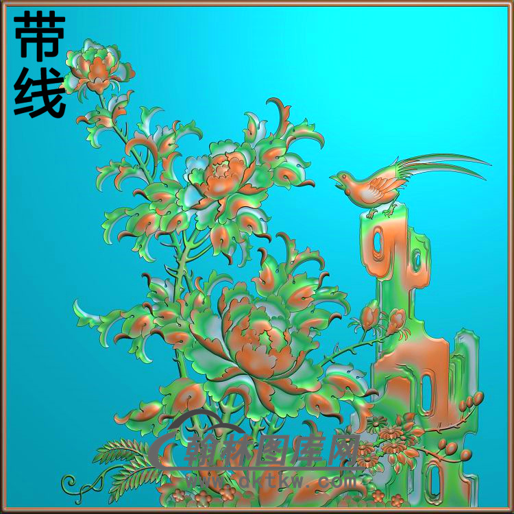 牡丹花鸟精雕图（MD-927)展示
