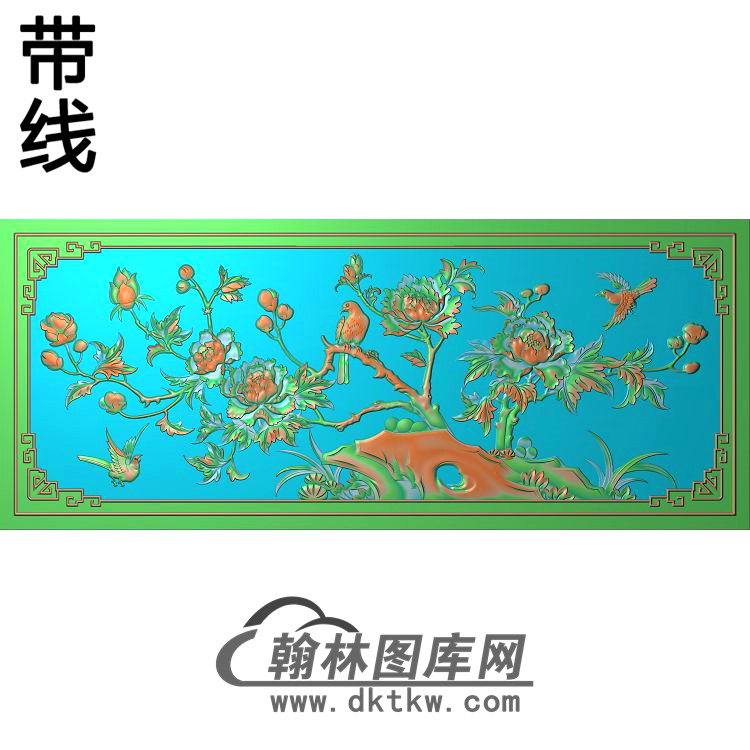 牡丹花鸟精雕图（MD-934)展示