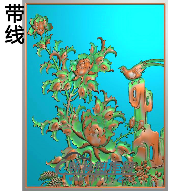 牡丹花鸟精雕图（MD-951)展示