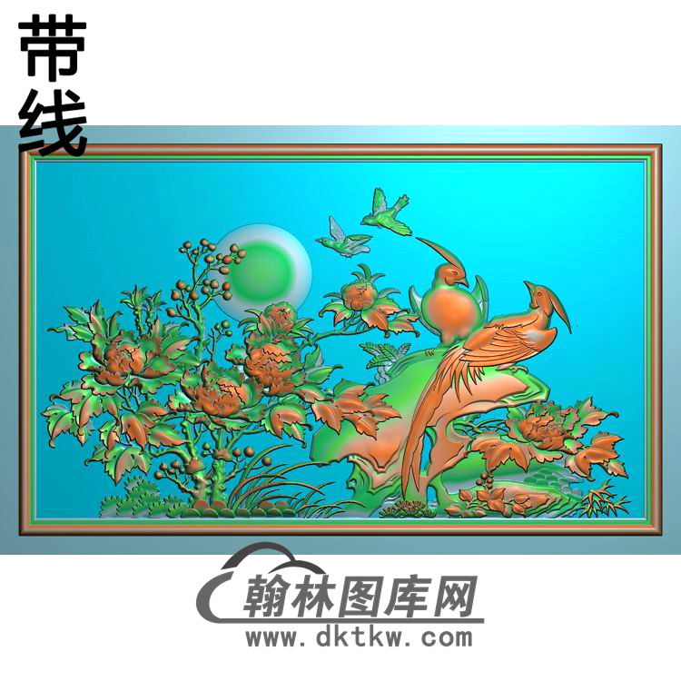 牡丹花鸟精雕图（MD-961)展示