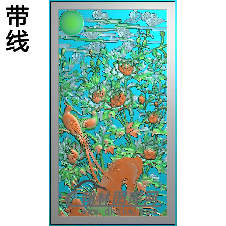 牡丹花鸟精雕图（MD-963)展示