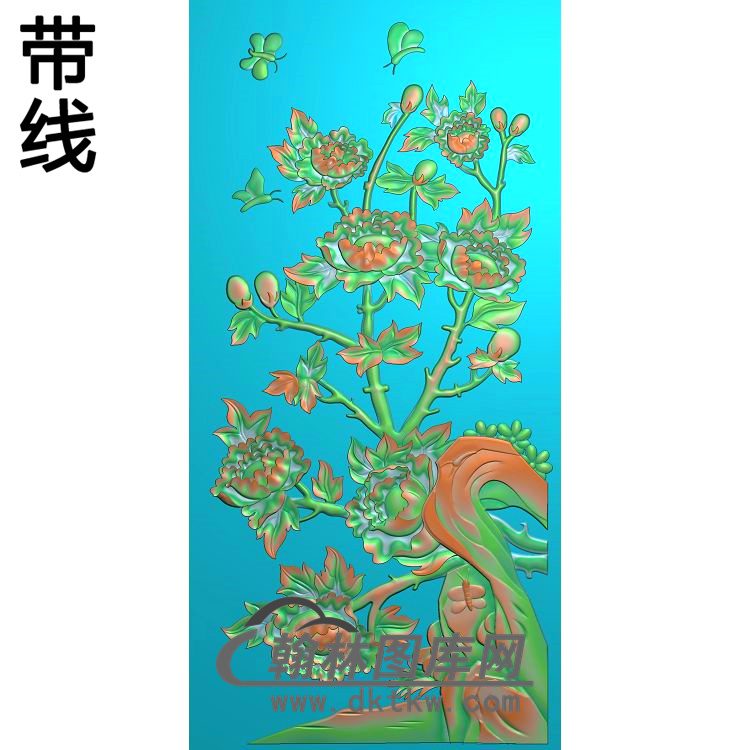 牡丹花鸟精雕图（MD-967)展示
