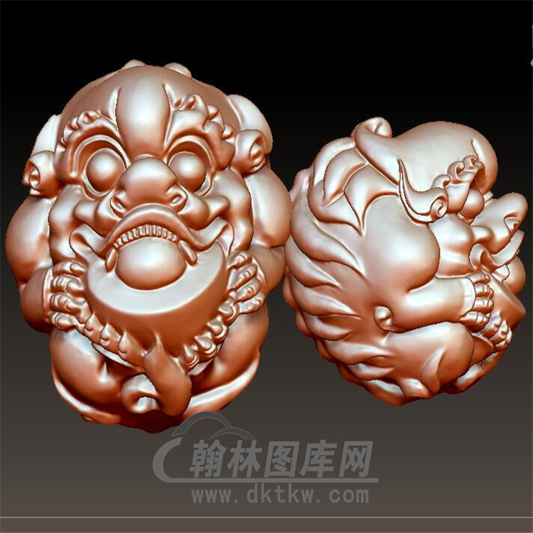 狮子球手把件立体圆雕图(YSQ-038)展示