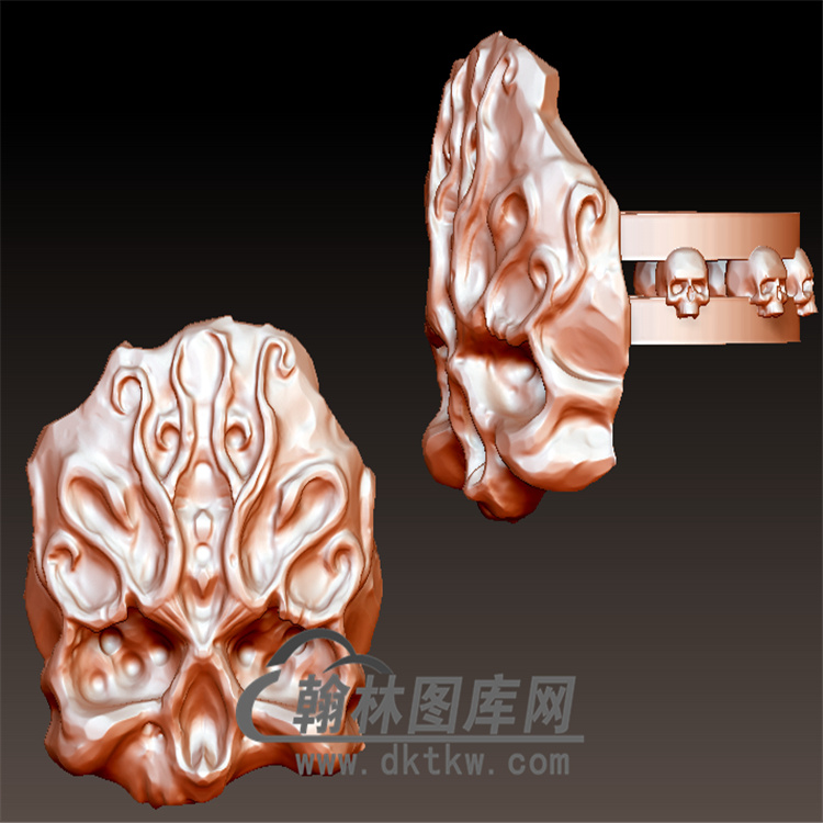 骷髅戒指立体圆雕图(YSJ-022)展示