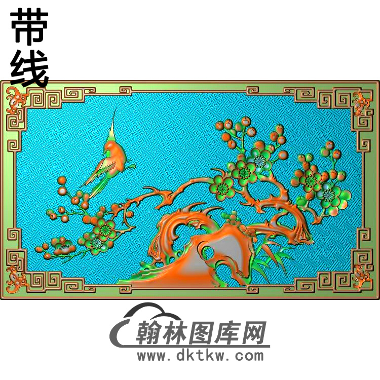 卷书祥云短沙发靠背梅花精雕图（MH-283）展示