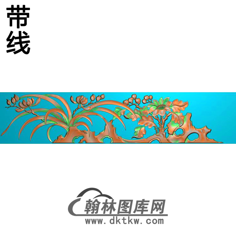 LH-199-山石兰花精雕图（LH-055）展示