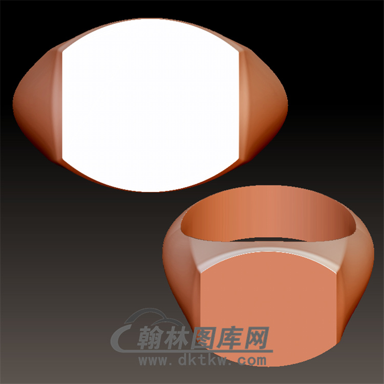 光面图章戒指立体图(YSJ-041)展示