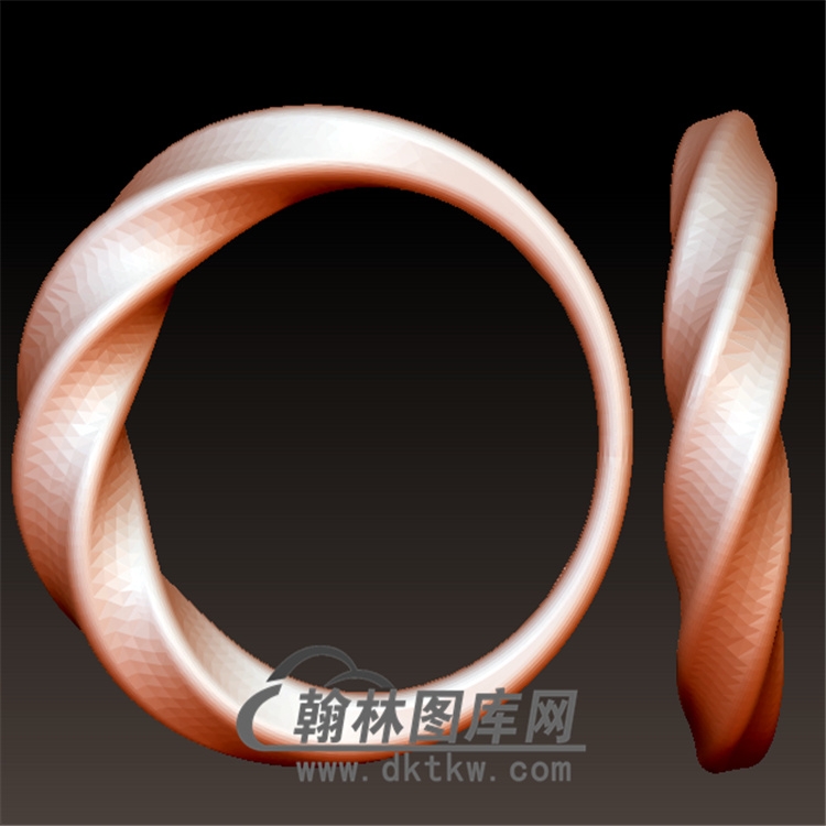 斜纹面戒指立体图(YSJ-087)展示