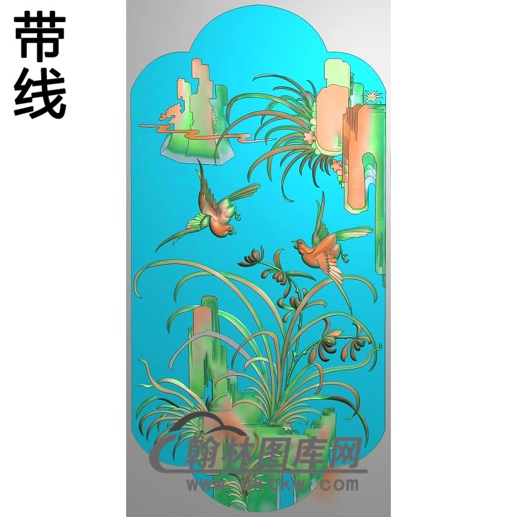 LH-452-兰花鸟精雕图（LH-067）展示