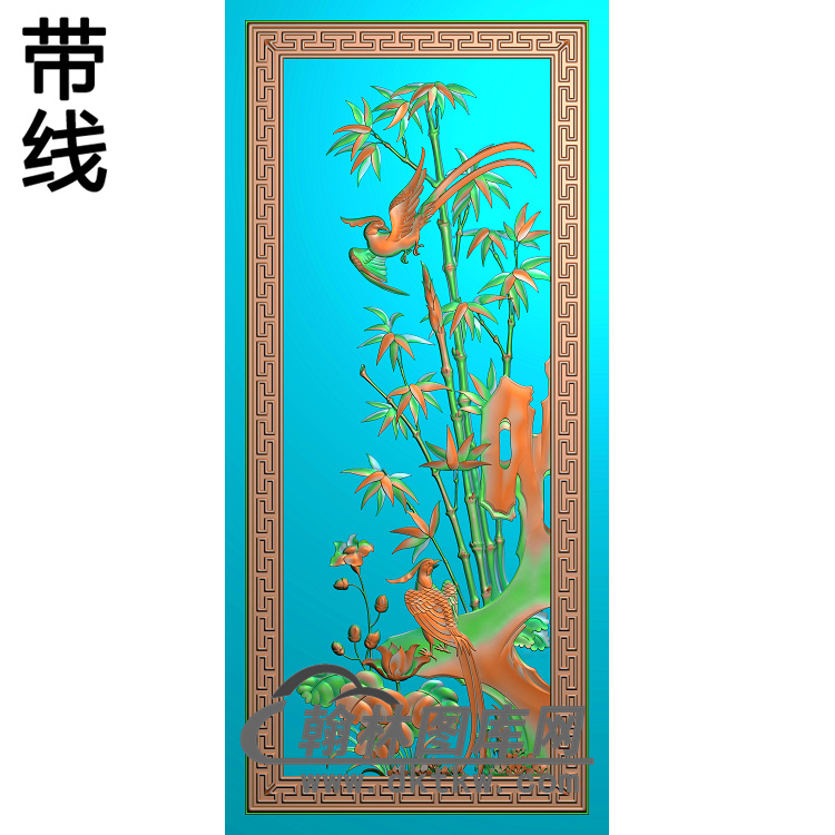 CTBB-1397-花鸟竹子背板精雕图（ZZ-007）展示