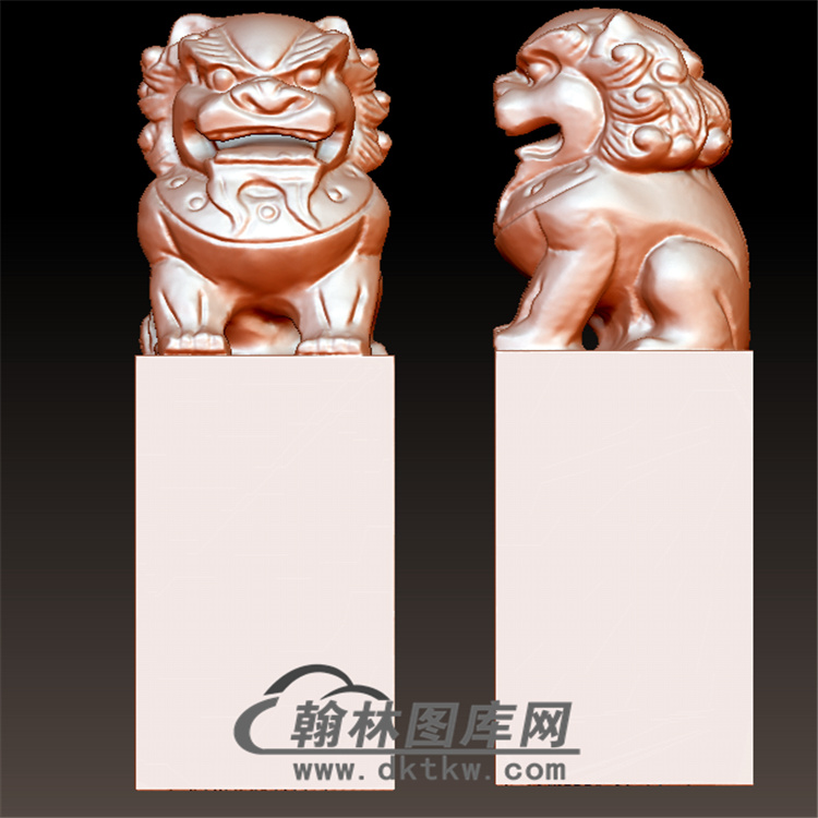 狮子印章 立体圆雕图(YYD-002)展示