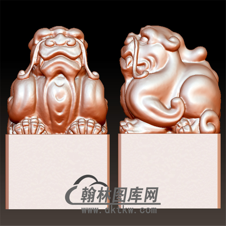 狮子印章立体圆雕图(YYD-005)展示