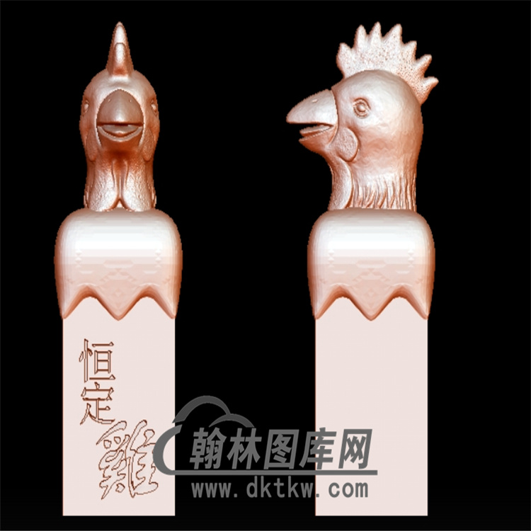 鸡头印章立体圆雕图(YYD-039)展示