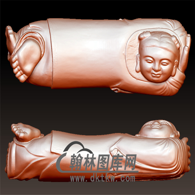 童子古代枕头立体圆雕图(YZH-007)展示