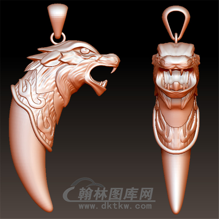 狼牙吊坠立体圆雕图(YZH-013)展示