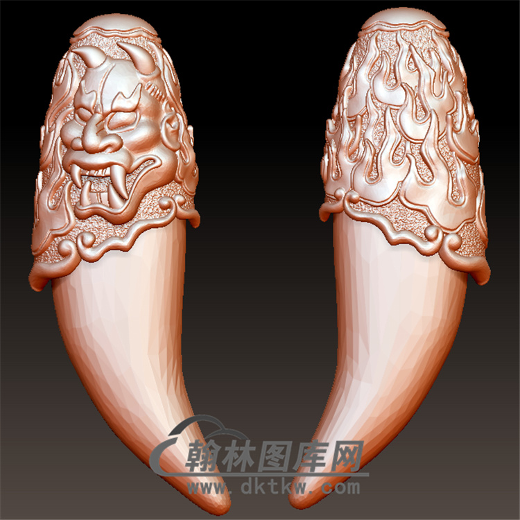 牙鬼脸护身符立体圆雕图(YZH-014)展示