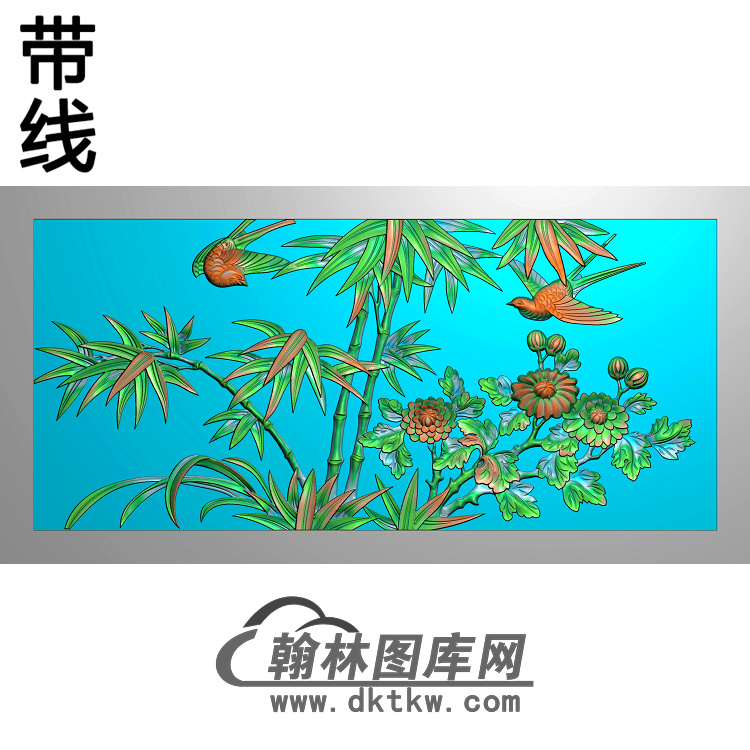 ZZ-1503竹鸟图精雕图（ZZ-210）展示