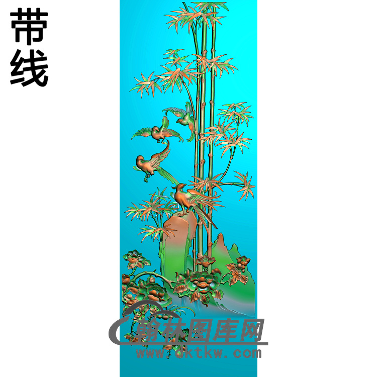 顶箱竹子精雕图（ZZ-236）展示