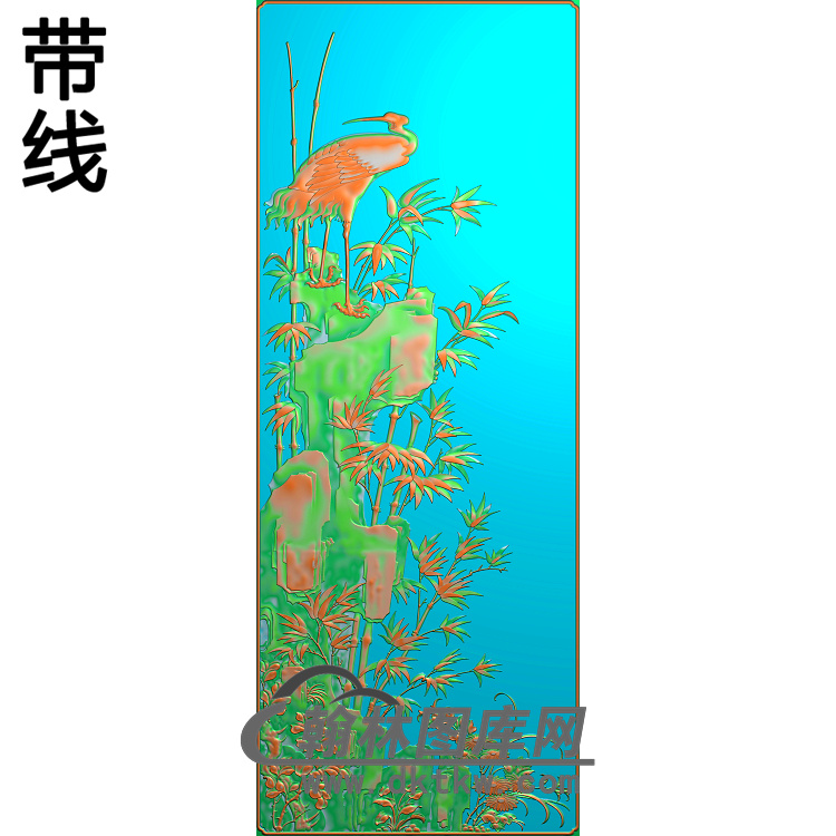 荣华富贵顶箱柜大门板竹子精雕图（ZZ-281）展示