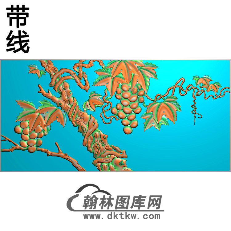 QTZW-002葡萄沙发扶手105精雕图（PT-009）展示