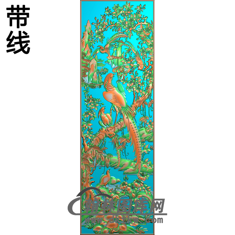 花鸟顶箱柜中花  精雕图（ZHN-197）展示