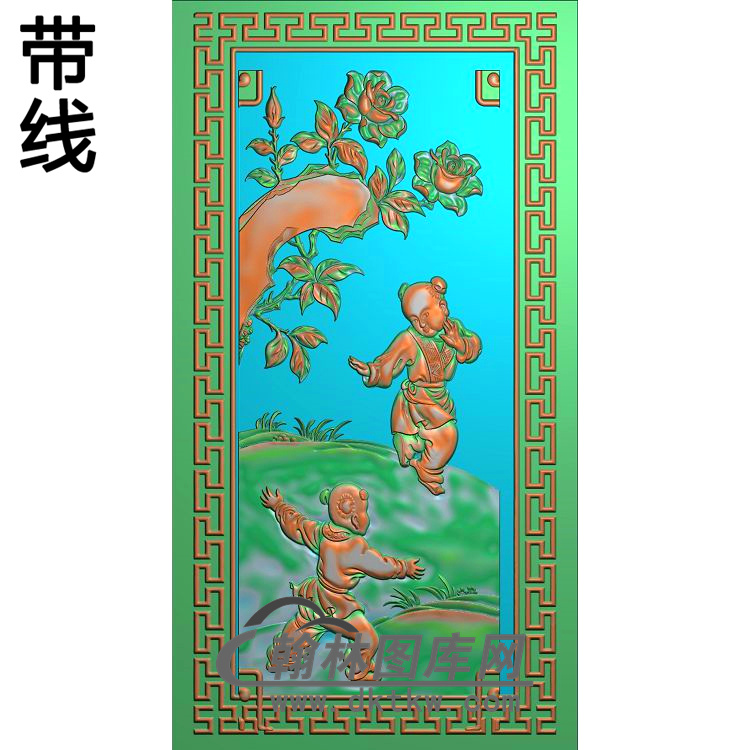 玩耍月季童子精雕图（YG-013）展示