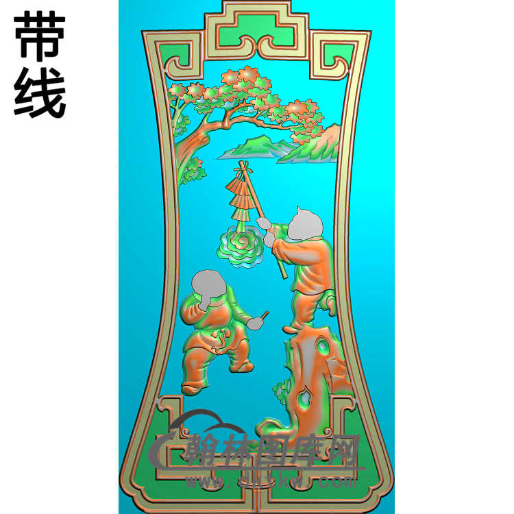 沙发人物靠背（鞭炮）新精雕图(SFBB-016)展示