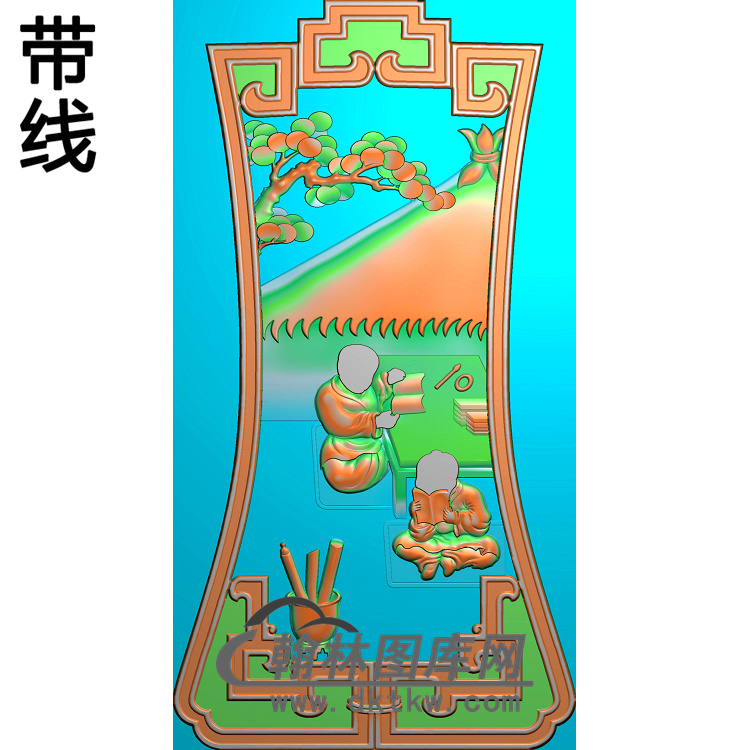 沙发人物靠背（书）新精雕图(SFBB-018)展示