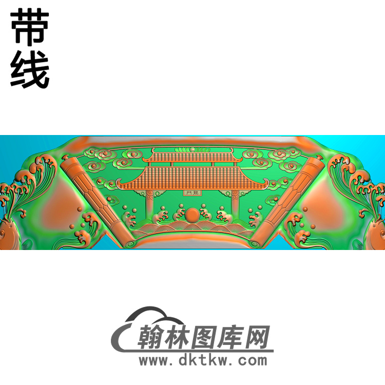 YN-465鲤鱼跳龙门椅脑精雕图（YN-042）展示