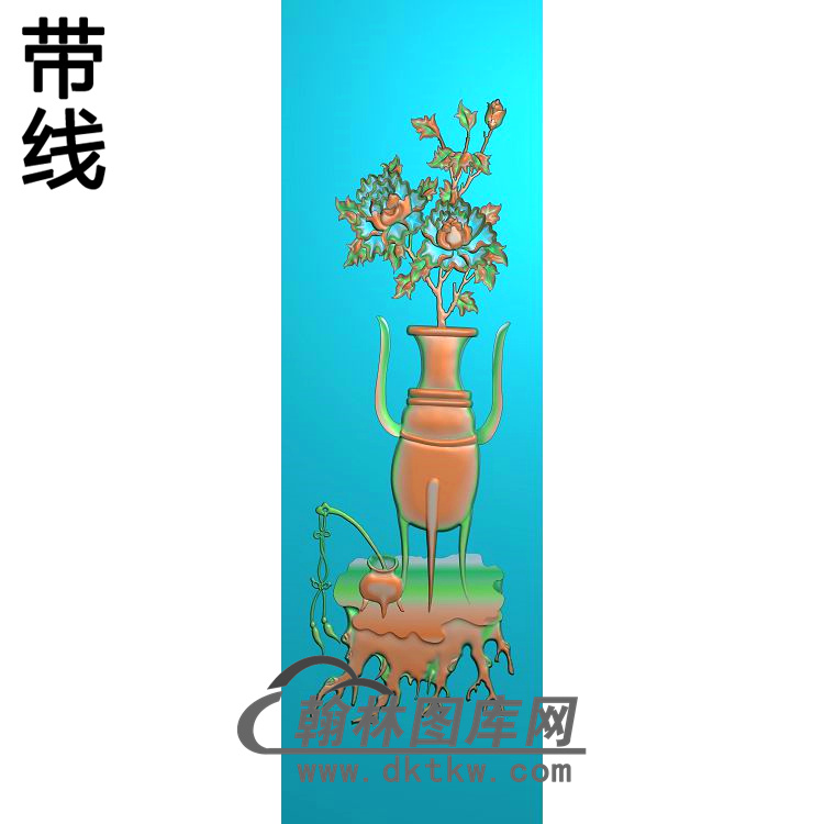 牡丹花瓶精雕图(MHP-029)展示