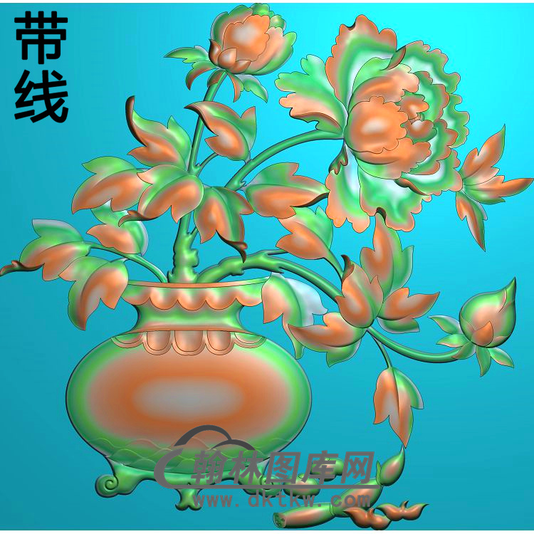 MD-003-屏风牡丹花下幅精雕图(MDP-019)展示