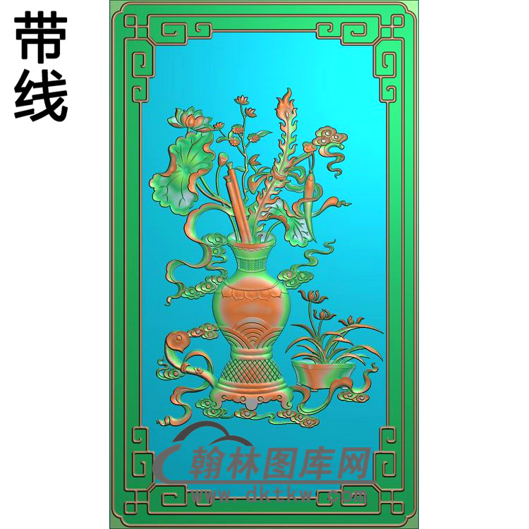 上门花瓶荷花精雕图(HHP-013)展示