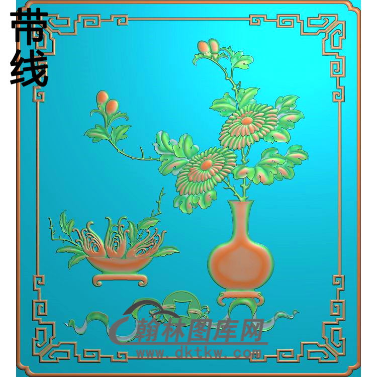 HP-1026-菊花瓶精雕图(QTP-062)展示