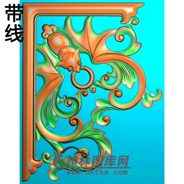 ZSJH-455-蝙蝠边角精雕图(BF-598)展示