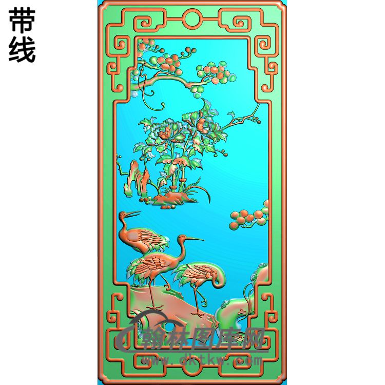 sftt-635-花鸟沙发松鹤精雕图（SH-294）展示