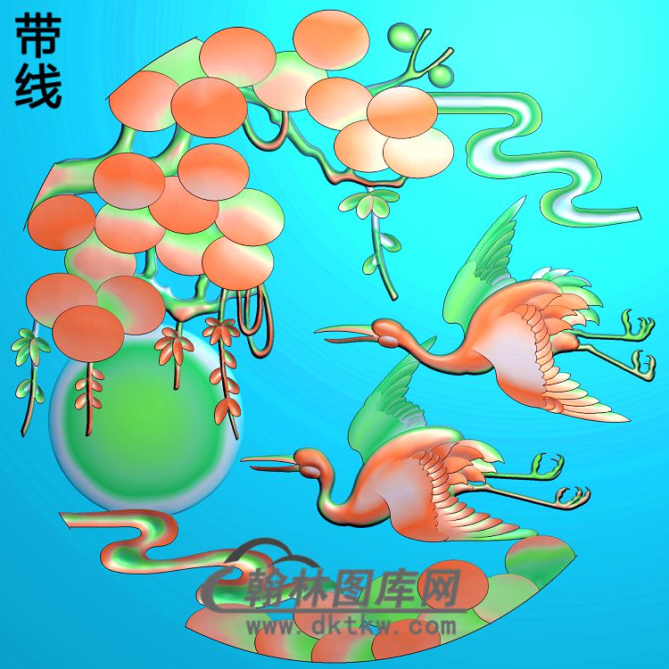 SH-154-圆松鹤精雕图（SH-297）展示