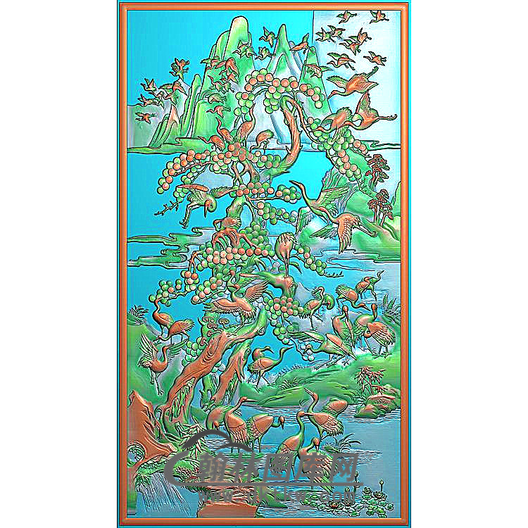 SH-461-百鹤图精雕图（SH-326）展示