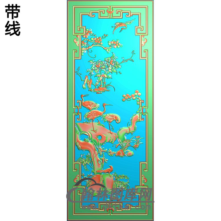 SL-582-花鸟顶箱柜松鹤精雕图（SH-334）展示