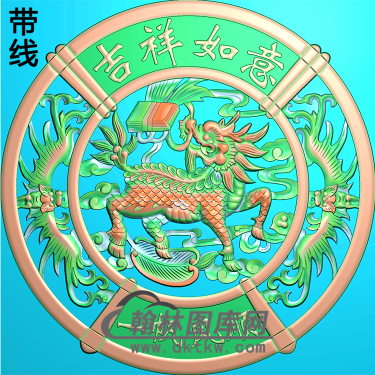 DW-057-动物系列麒麟精雕图（QL-003）展示